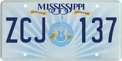 MS license plate ZCJ137