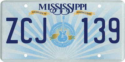 MS license plate ZCJ139