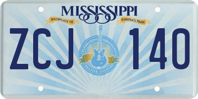 MS license plate ZCJ140