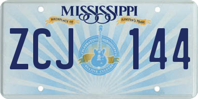MS license plate ZCJ144