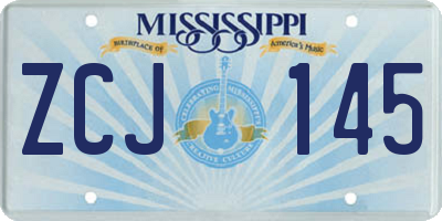 MS license plate ZCJ145