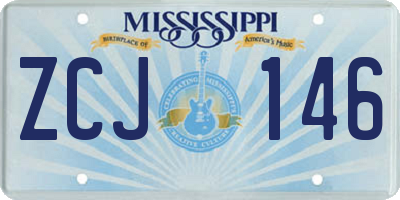 MS license plate ZCJ146