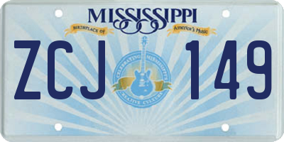 MS license plate ZCJ149