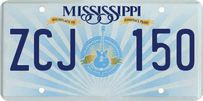MS license plate ZCJ150