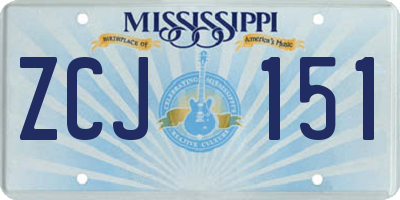 MS license plate ZCJ151