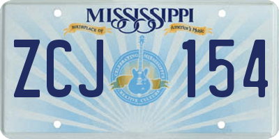 MS license plate ZCJ154