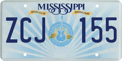 MS license plate ZCJ155