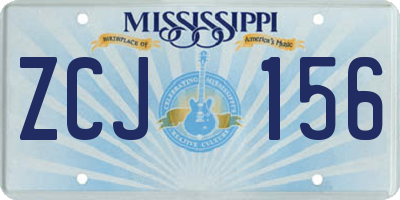 MS license plate ZCJ156