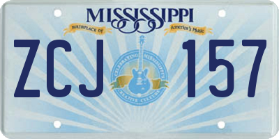 MS license plate ZCJ157