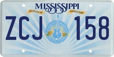 MS license plate ZCJ158