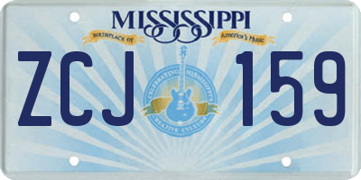 MS license plate ZCJ159