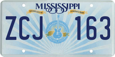 MS license plate ZCJ163