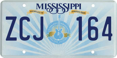 MS license plate ZCJ164