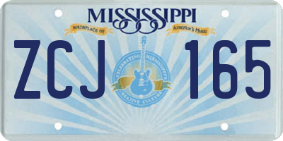 MS license plate ZCJ165
