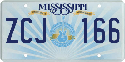 MS license plate ZCJ166