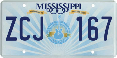 MS license plate ZCJ167