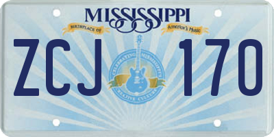 MS license plate ZCJ170