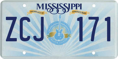 MS license plate ZCJ171