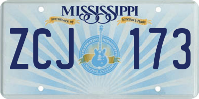 MS license plate ZCJ173