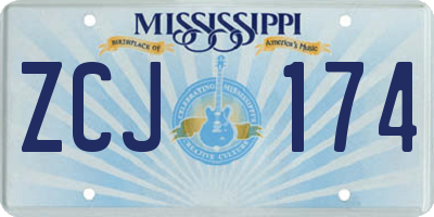 MS license plate ZCJ174