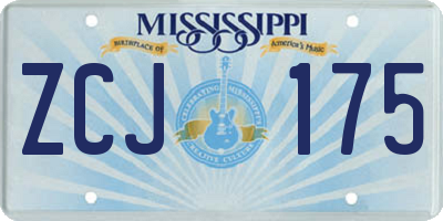 MS license plate ZCJ175