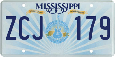 MS license plate ZCJ179