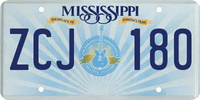 MS license plate ZCJ180