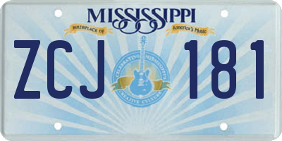 MS license plate ZCJ181