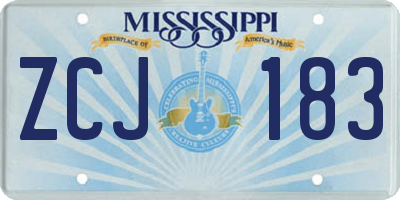 MS license plate ZCJ183