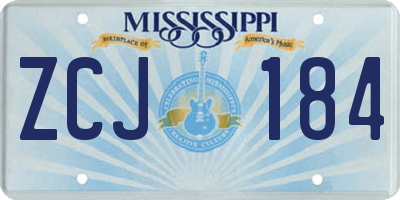 MS license plate ZCJ184