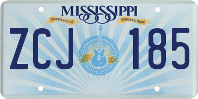 MS license plate ZCJ185