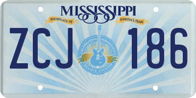MS license plate ZCJ186