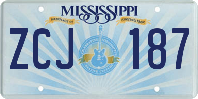 MS license plate ZCJ187