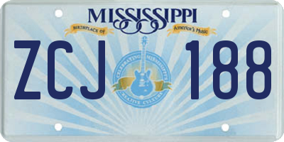 MS license plate ZCJ188