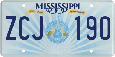 MS license plate ZCJ190