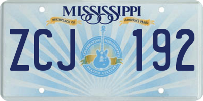 MS license plate ZCJ192