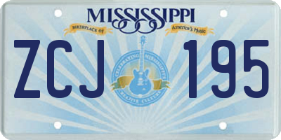MS license plate ZCJ195