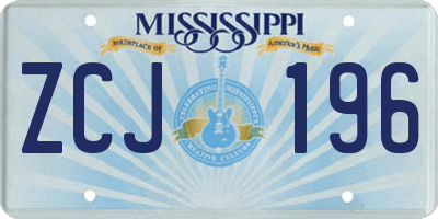 MS license plate ZCJ196