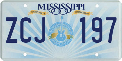 MS license plate ZCJ197