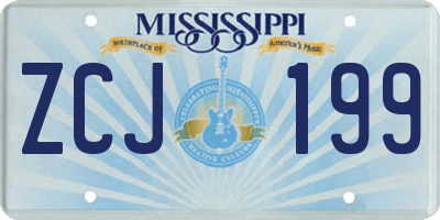 MS license plate ZCJ199