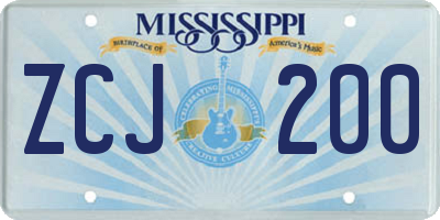 MS license plate ZCJ200