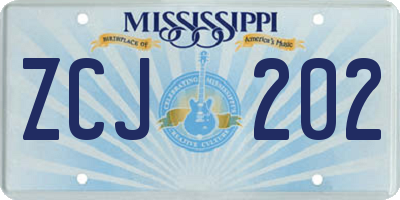 MS license plate ZCJ202