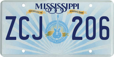 MS license plate ZCJ206