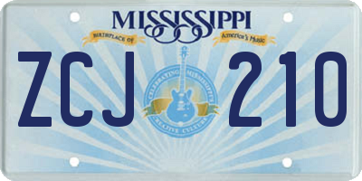 MS license plate ZCJ210