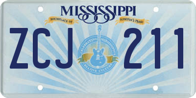 MS license plate ZCJ211