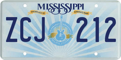 MS license plate ZCJ212
