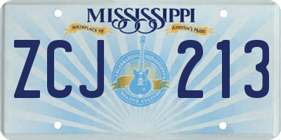 MS license plate ZCJ213