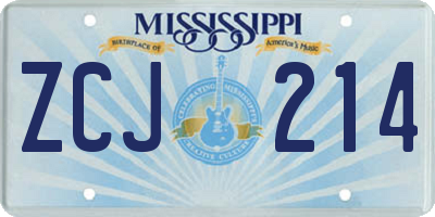 MS license plate ZCJ214