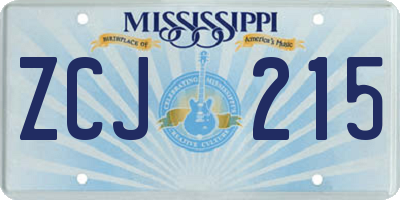 MS license plate ZCJ215