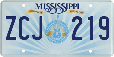 MS license plate ZCJ219